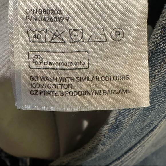 H&M Denim Jean Button Side Cotton Distressed Overalls - Picture 10 of 15